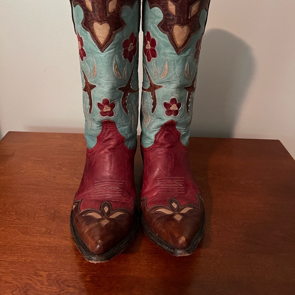 Old Gringo Golondrina Red and Turquoise Cowboy Boots